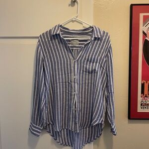 Rails blue and white striped button down
